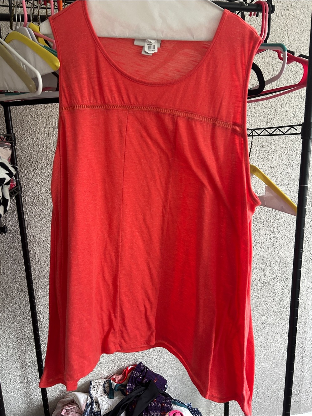 Ava & Viv Coral Sleeveless Tank with Ladder Stitch Detail